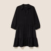 Robe courte évasée col chemise noir femme