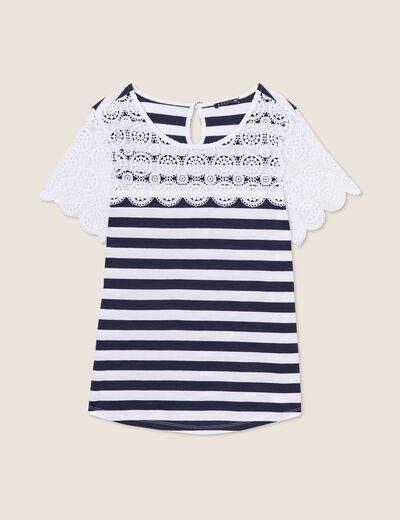 T-shirt manches courtes bleu foncé femme