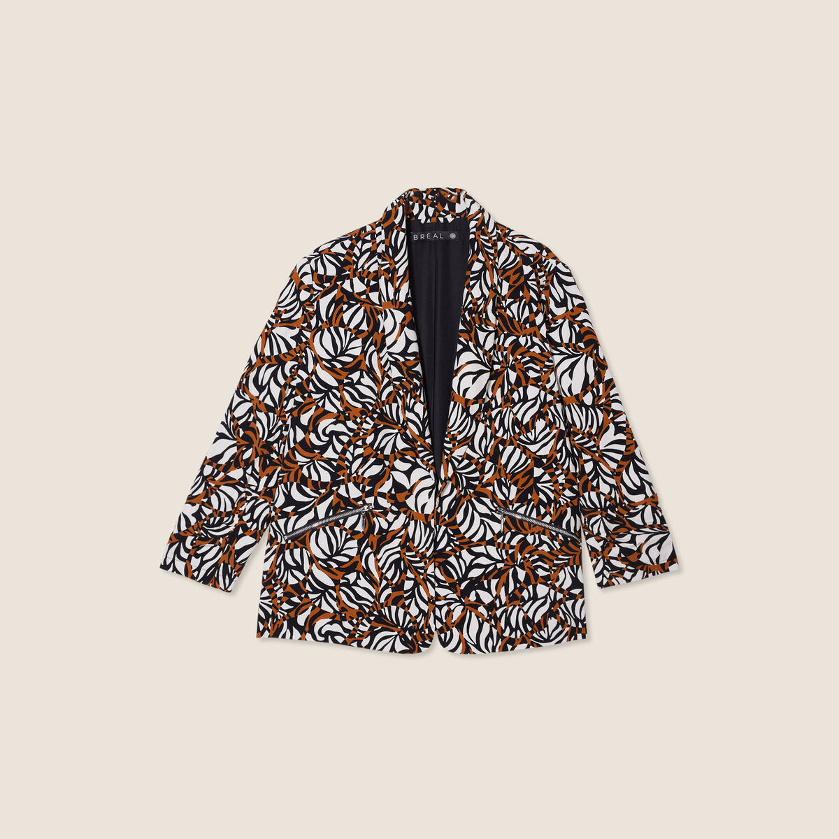 Veste tailleur col châle marron femme