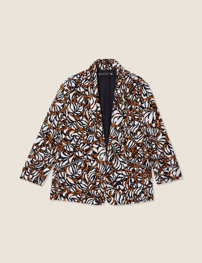 Veste tailleur col châle marron femme