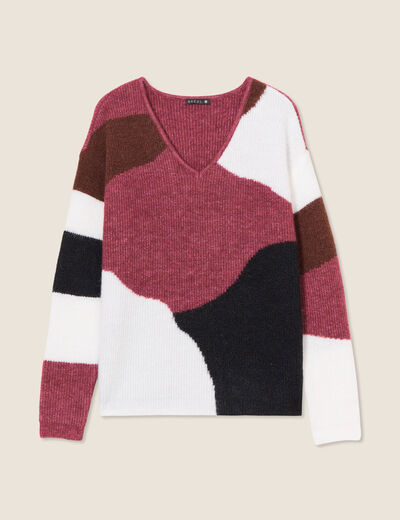 Pull manches longues multicolore femme