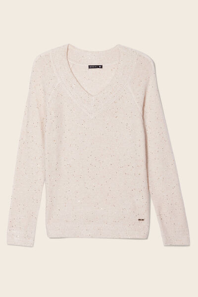 Pull manches longues couleur or femme