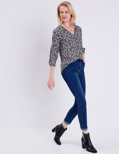 Blouse manches 3/4 noir femme