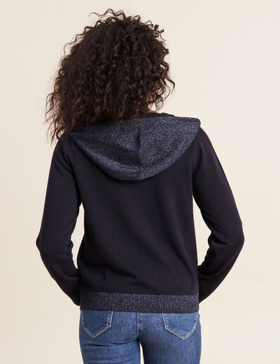 Gilet à capuche zippé bleu foncé femme