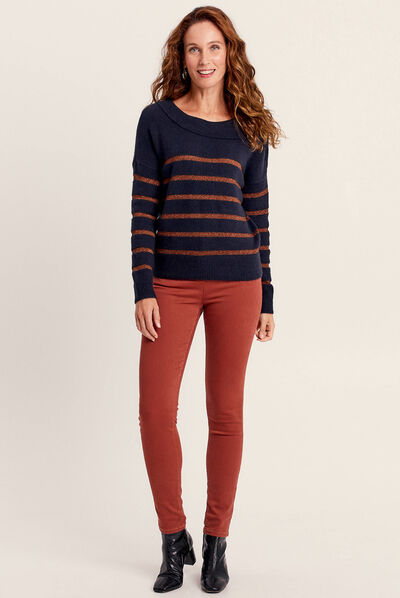 Pull manches longues bleu foncé femme