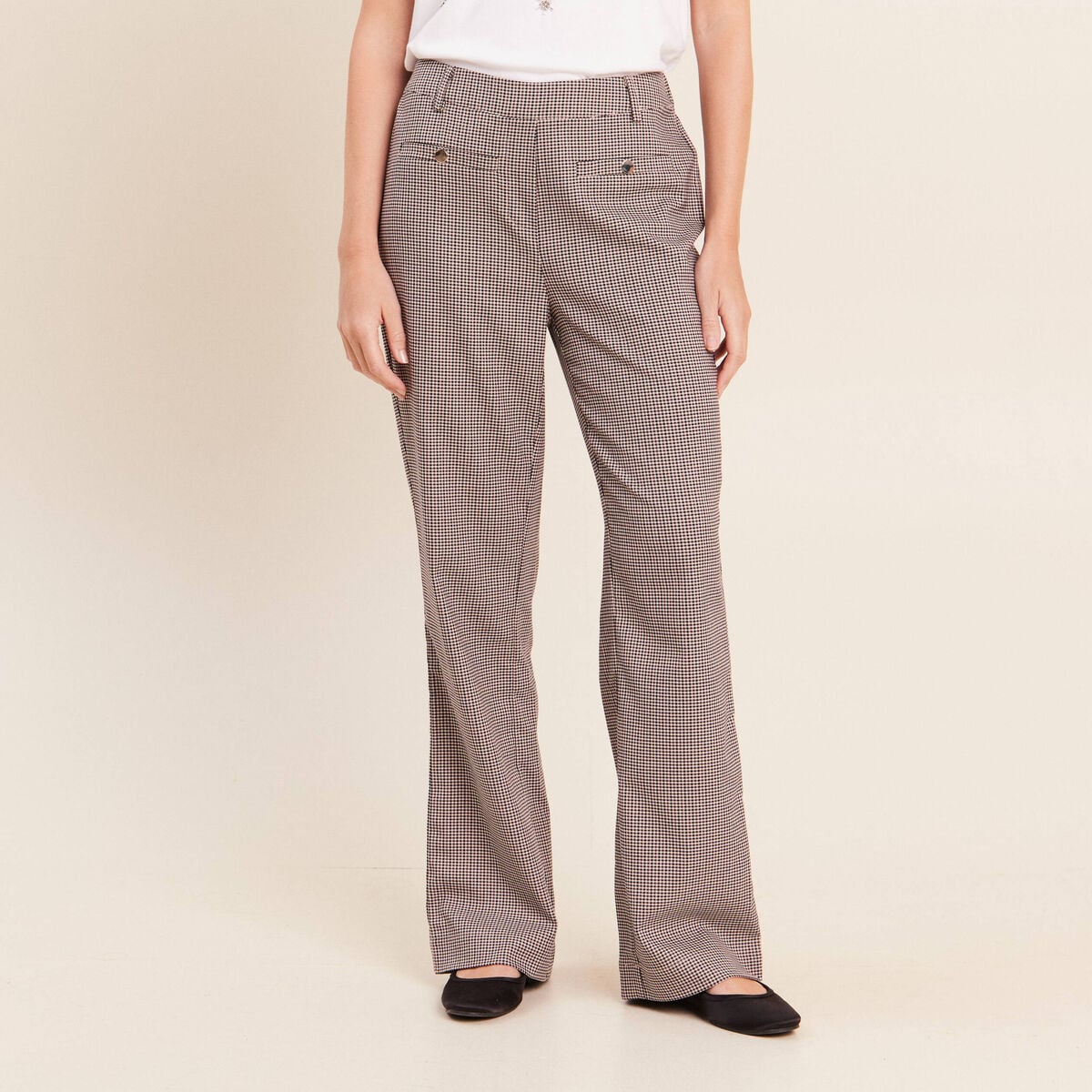 Pantalon 7/8e taille standard marron femme