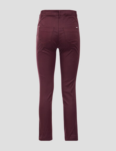 Pantalon ajusté enduit 7/8ème marron foncé femme