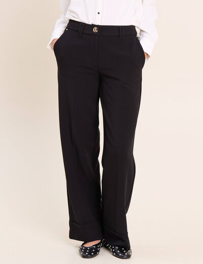 Pantalon taille haute fluide noir femme