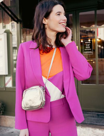 Veste tailleur cintrée rose fushia femme