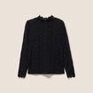 T-shirt cintr&eacute; col montant dentelle noir femme