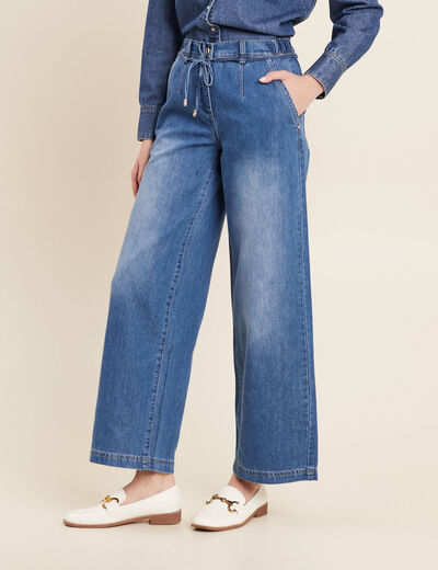 Jean large avec cordon denim double stone femme
