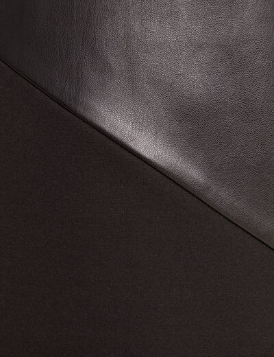 Robe droite détail simili cuir noir femme
