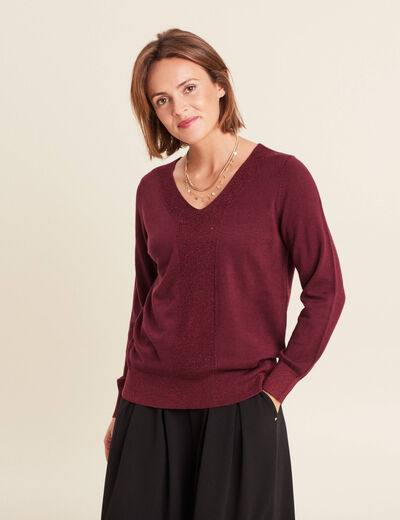 Pull manches longues bordeaux femme