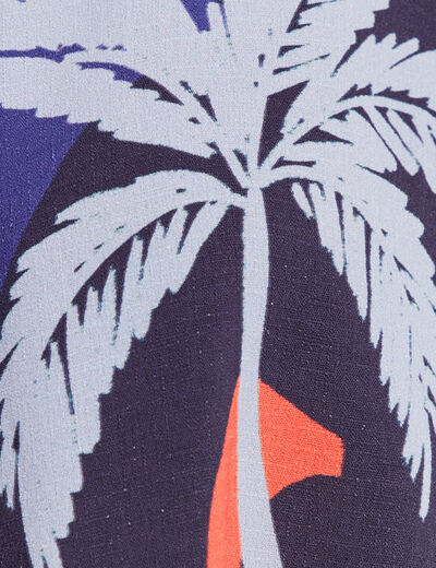Chemise manches courtes nouée bleu femme