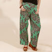 Pantalon large taille haute vert femme