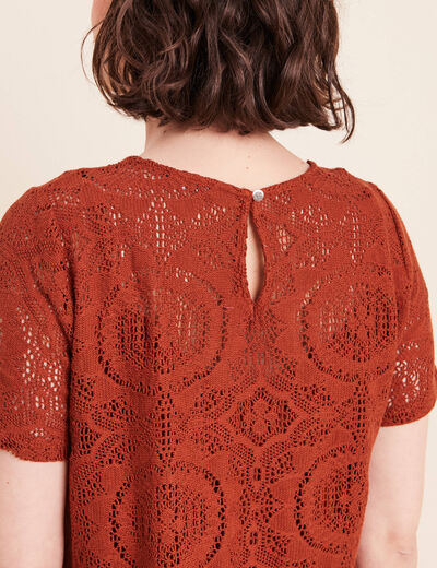 Robe 2 en 1 col rond marron fonc&eacute; femme