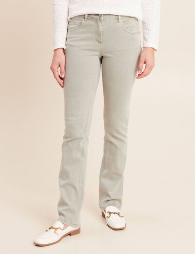 Jean coupe droite taille bascul&eacute;e vert clair femme