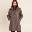 Manteau col montant doubl&eacute; marron femme