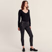 Pantalon tregging à pont noir femme