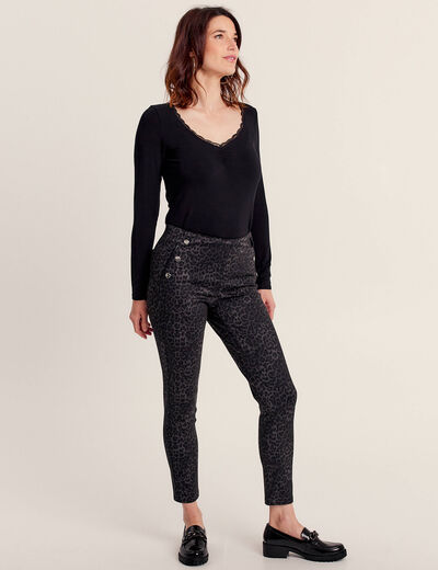 Pantalon tregging à pont noir femme