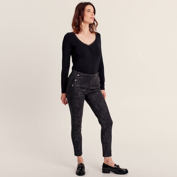 pantalon tregging a pont noir femme Pantalon tregging à pont noir femme