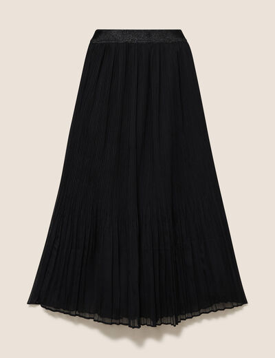 Jupe pliss&eacute;e doubl&eacute;e noir femme