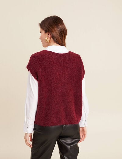 Pull sans manches bordeaux femme