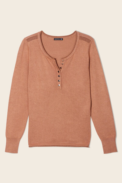 Pull manches longues camel femme