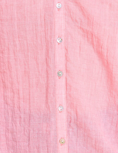 Chemise ample col v manches longues rose femme