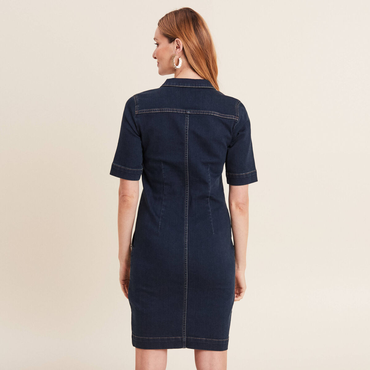 Robe droite en jean denim brut femme