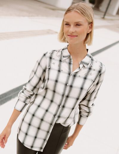 Tunique fluide col chemise blanc femme