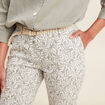 Pantalon coupe chino en lin vert kaki femme