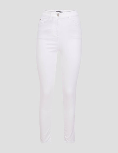 Pantalon léger taille haute 7/8ème blanc femme