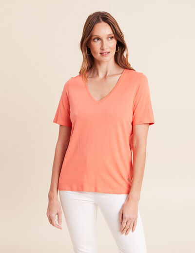 T-shirt manches courtes orange fluo femme