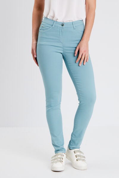 Pantalon léger taille standard long bleu canard femme
