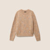Pull col rond &agrave; sequins marron clair femme