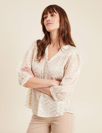 Blouse manches 3/4 creme femme