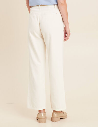 Pantalon droit taille basculée ecru femme