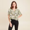 Blouse ample manches courtes fluide vert femme