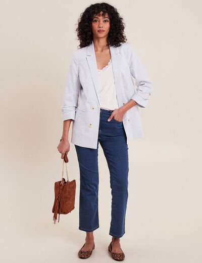 Jean magique Le L&eacute;ger coupe droite denim double stone femme
