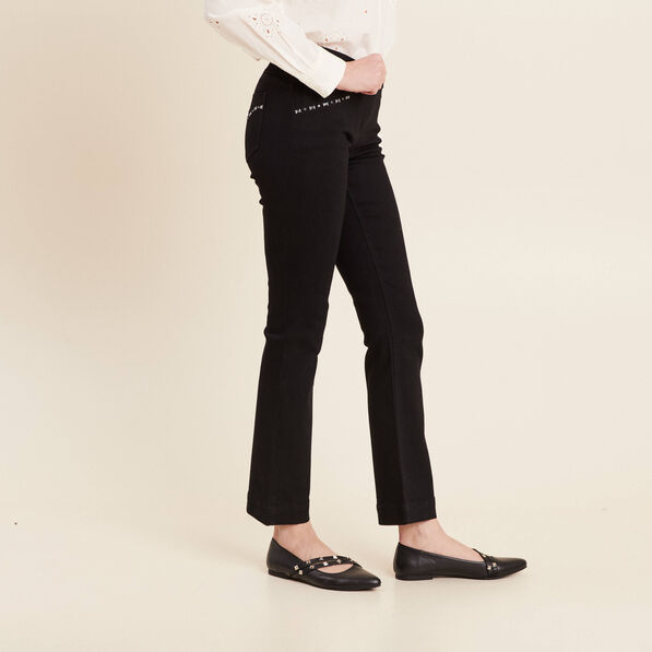 Jean bootcut taille basculée denim noir femme