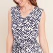 Robe droite ceintur&eacute;e bleu femme