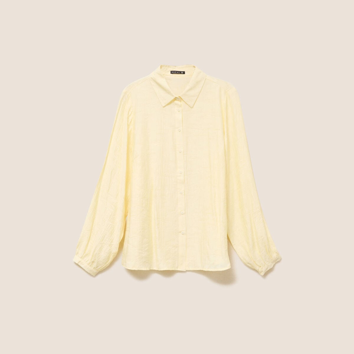 Chemise fluide manches longues jaune pastel femme