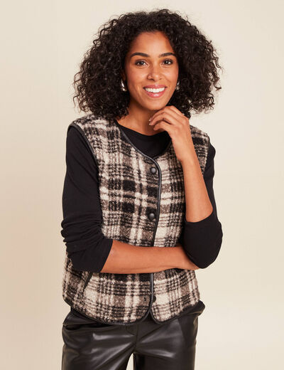 Gilet sans manches en bouclette noir femme
