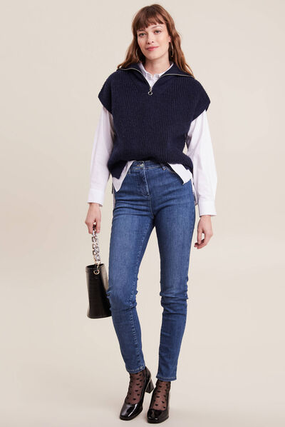 Jean magique ajusté taille standard denim double stone femme