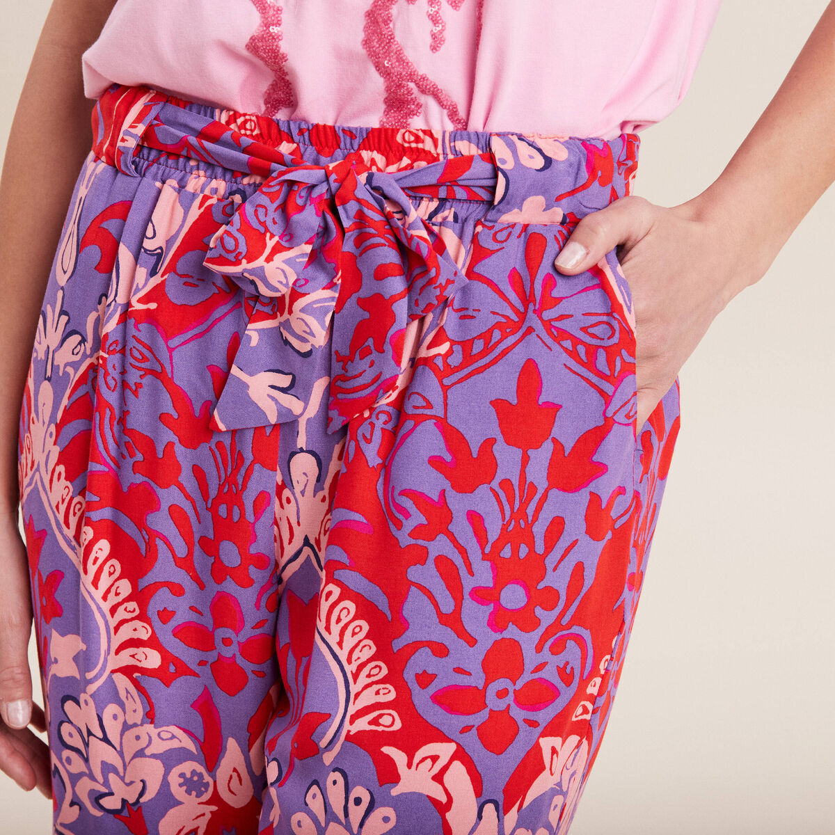 Pantalon flou rouge femme