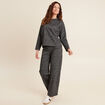 Sweat manches longues col montant gris femme