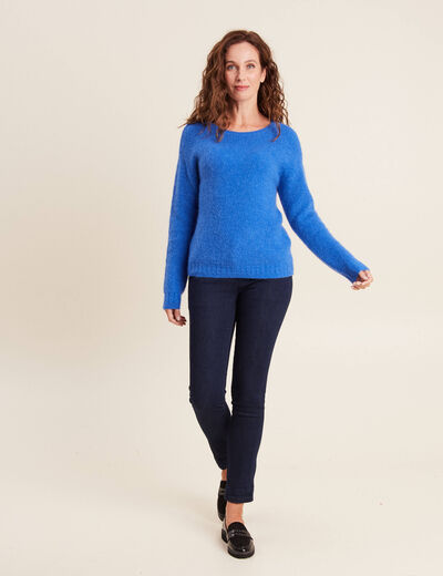 Pull manches longues bleu femme