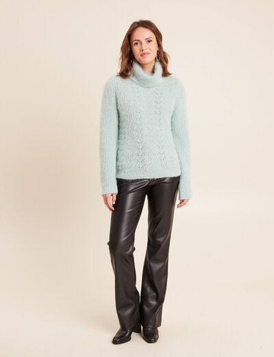 Pull droit manches longues vert pastel femme