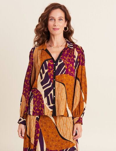 Chemise manches longues multicolore femme